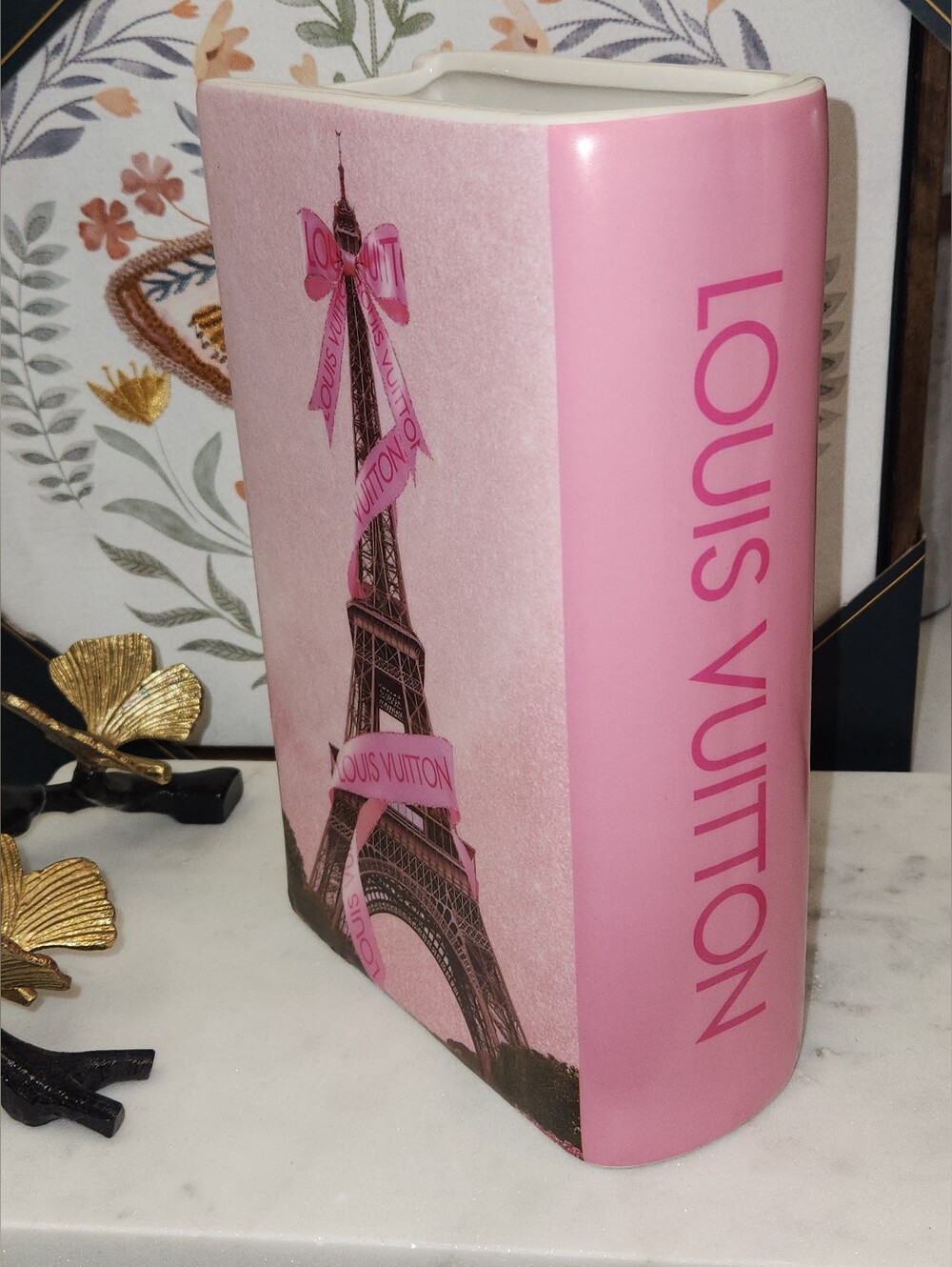 ๐ฅ Limited Edition Ceramic Makeup/ Hair Brush Holder Vase Eiffel & Lux Logo - Picture 1 of 13